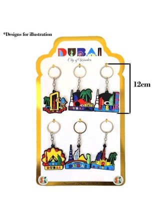 12 pcs Multicolor PVC keychains made from soft, durable rubber with vibrant Iconic Dubai Skylines —perfect souvenirs, gifts, or everyday accessories & party Favours. - view 4
