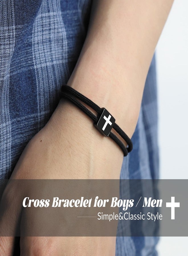 CXLDTE Easter Basket Stuffers Gifts for Kids Teen Boys Gift Ideas Cross Bracelet for Men Christian Baptism Confirmation First Communion 8 10 11 14 16 13 15 Year Old Boy Gifts for Teenage Teen Boys Teens - Image 2