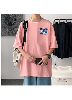 Generic Summer Hong Kong Style Devil Smiley Face Mens Short Sleeve Trendy Round Neck Cartoon Printing Half Sleeve T-Shirt Casual Couple Black  - Image 2