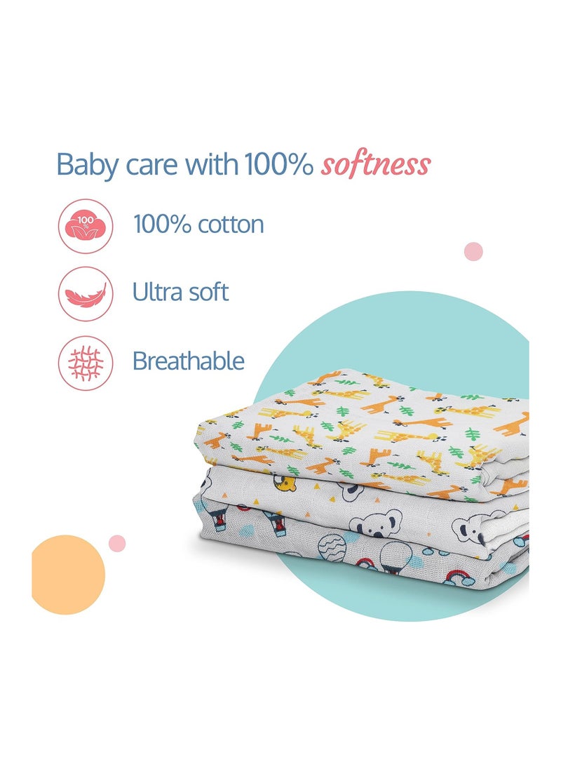 Luvlap - LuvLap Hosiery Cotton Cloth Premium Baby Washcloth for New Born, Washable, Reusable, Absorbent, Extra Soft Face Towels/Washcloth for Babies, Cherry Print, Pack of 7 Pcs, Multicolour - Image 1