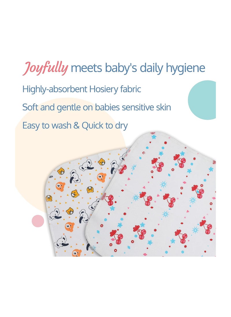 Luvlap - LuvLap Hosiery Cotton Cloth Premium Baby Washcloth for New Born, Washable, Reusable, Absorbent, Extra Soft Face Towels/Washcloth for Babies, Cherry Print, Pack of 7 Pcs, Multicolour - Image 1