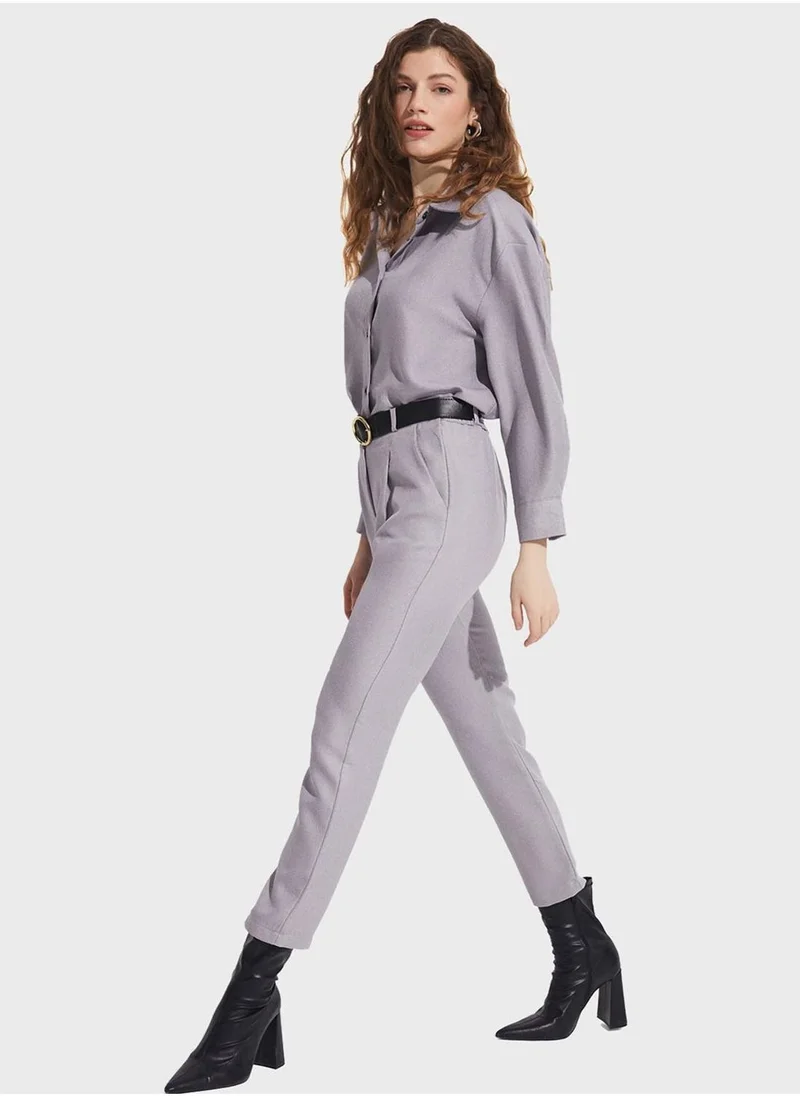 جون Ruffle Detailed High Waist Pants