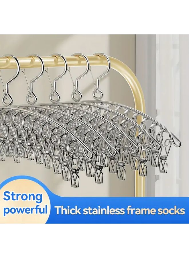 20 Clips Stainless Steel Space Savings Hanger With Hooks Wall Organizer Easy Install - Image 1