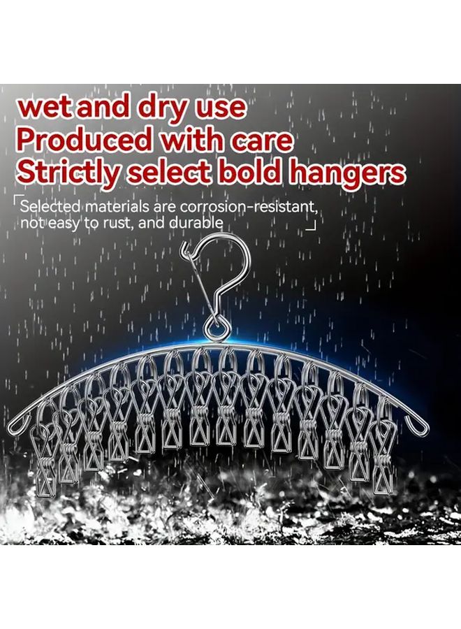 20 Clips Stainless Steel Space Savings Hanger With Hooks Wall Organizer Easy Install - Image 2