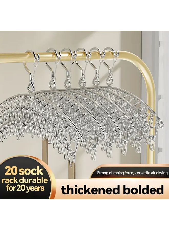 20 Clips Stainless Steel Space Savings Hanger With Hooks Wall Organizer Easy Install - Image 4
