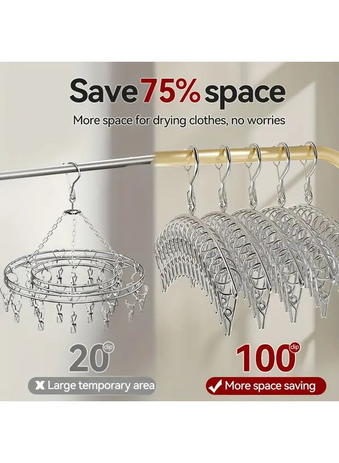 20 Clips Stainless Steel Space Savings Hanger With Hooks Wall Organizer Easy Install - Image 5
