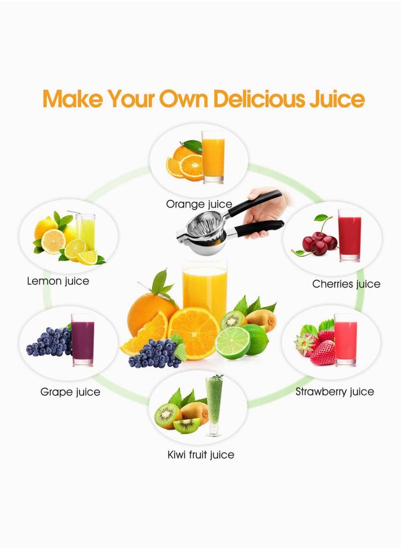 SYOSI - Lemon Squeezer, Lemon Lime Squeezer with Large Bowl and Silicone Handles, Premium Metal Lime Squeezer, 304 Stainless Steel Manual Juicer for Juicing Oranges, Big Lemons & Limes, Black - Image 1