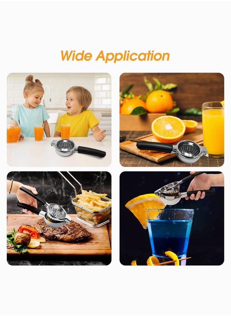 SYOSI - Lemon Squeezer, Lemon Lime Squeezer with Large Bowl and Silicone Handles, Premium Metal Lime Squeezer, 304 Stainless Steel Manual Juicer for Juicing Oranges, Big Lemons & Limes, Black - Image 1