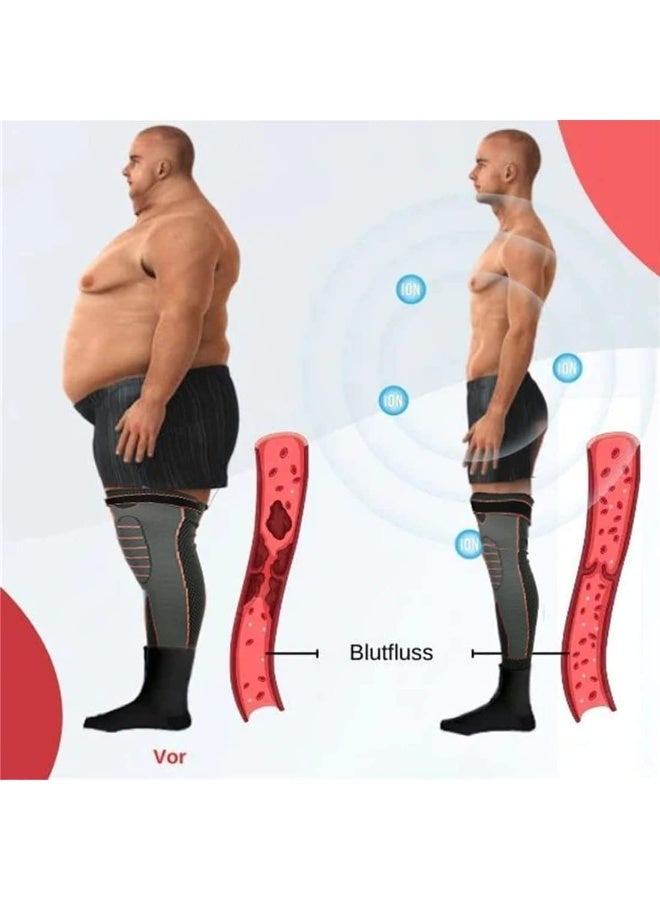 AZMARO 2PCS Long Knee Brace with Adjustable Straps, Full Leg Compression Sleeve Anti-Slip Breathable Knee Support for Men & Women, Pain Relief for Arthritis & Joint Pain, Sports Knee Pads for Running, Gym - Image 3