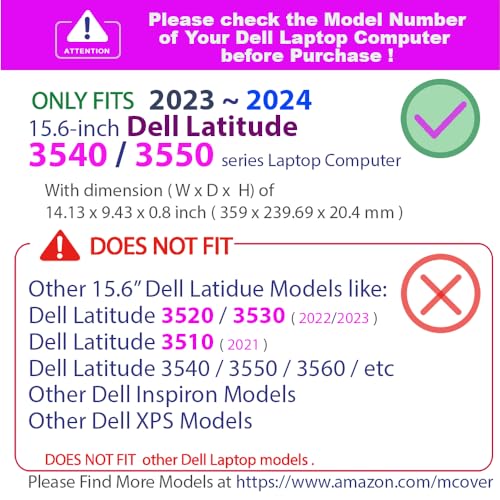 mCover Case Compatible ONLY with 2023-2024 15.6" Dell Latitude 3540/3550 Series Laptop Computer (NOT Fitting Any Other Dell Models) - Aqua - Image 3