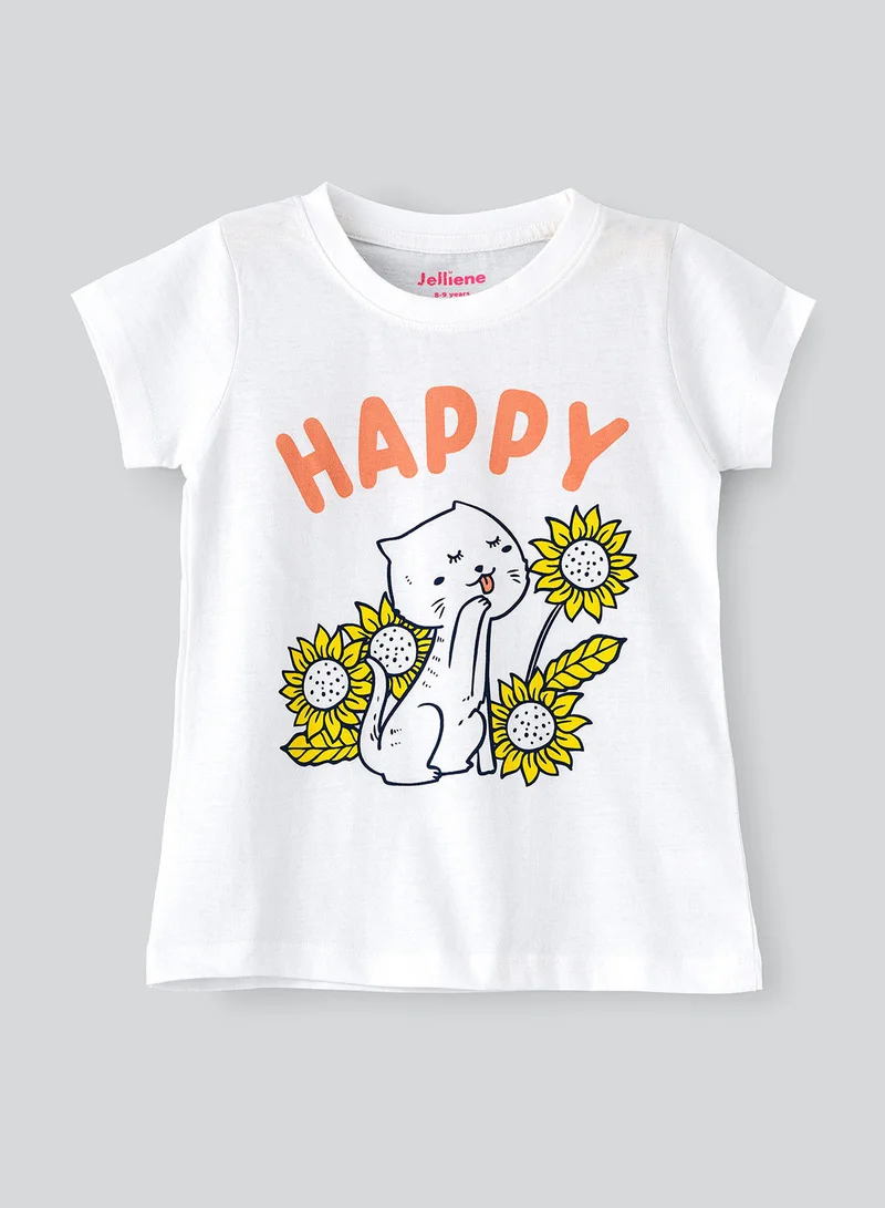 Jelliene Basic round neck graphic t-shirt