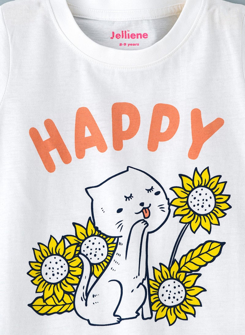 Jelliene Basic round neck graphic t-shirt - Image 3