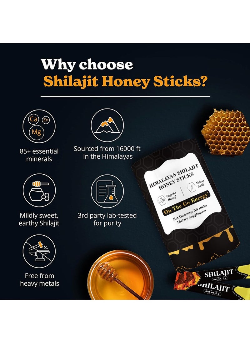 Himalayan Shilajit Honey Sticks 30 Sticks,Rich in 85+ Essential Minerals for The Body  - Image 2