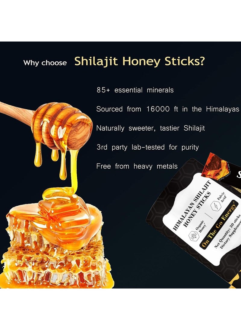 Himalayan Shilajit Honey Sticks 30 Sticks,Rich in 85+ Essential Minerals for The Body  - Image 3
