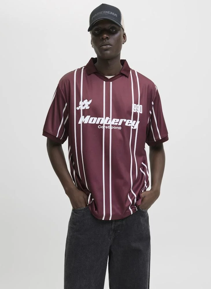 JACK & JONES Striped V Neck Polo