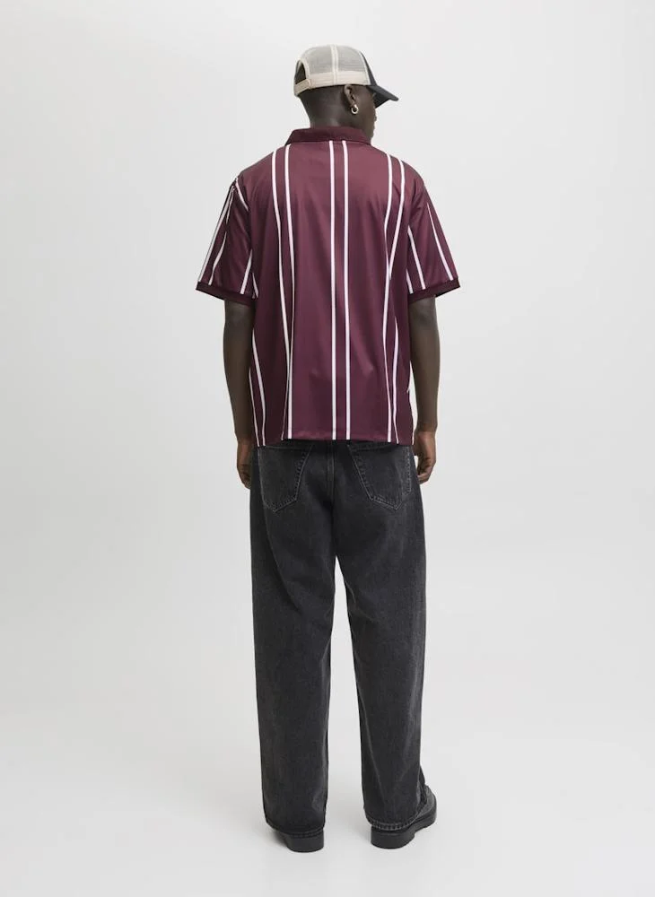 JACK & JONES Striped V Neck Polo