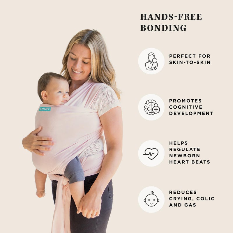Moby Baby Wrap Carrier Classic for Newborns to Toddlers (8-33lbs), Infant Sling Carrier, Lightweight & Hands Free Design, Adjustable for All Body Types (Rose Quartz) - Image 5