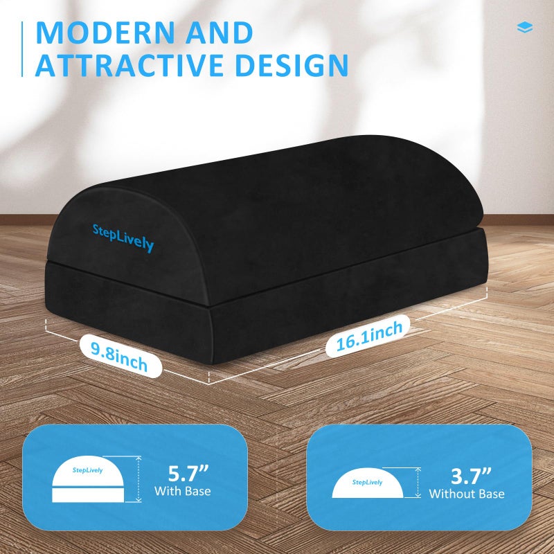 StepLively Foot Rest for Under Desk at Work, Comfortable Foot Stool with 2 Adjustable Heights, Footrest with Washable Cover, for Back & Hip Pain Relief, Suitable for Office, Home and Car (Black) - Image 4