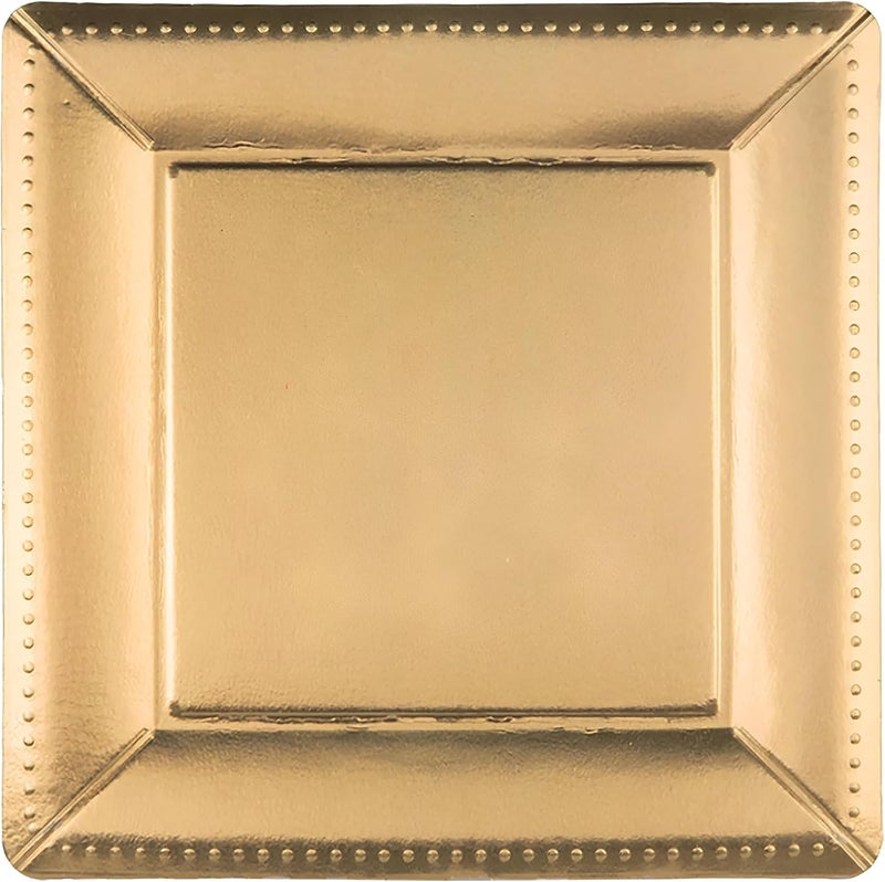 kaya Luxurious Gold Square Edge Beaded Paper Disposable Charger Plates  13 Pack of 10  Elegant and Ecofriendly  Perfect for Weddings Parties and Celebrations - Image 2