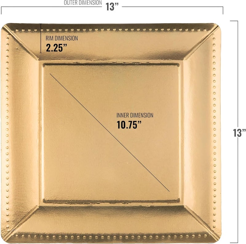 kaya Luxurious Gold Square Edge Beaded Paper Disposable Charger Plates  13 Pack of 10  Elegant and Ecofriendly  Perfect for Weddings Parties and Celebrations - Image 4