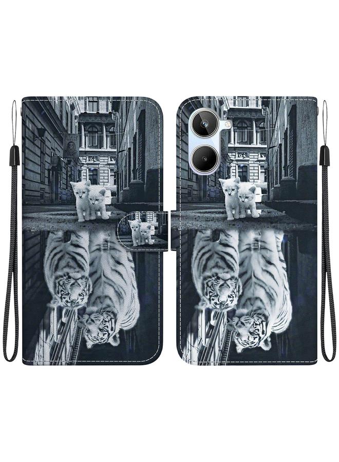 اس-توب جراب هاتف Realme 10 4G من الجلد برسومات ملونة وملمس كريستالي - Image 1