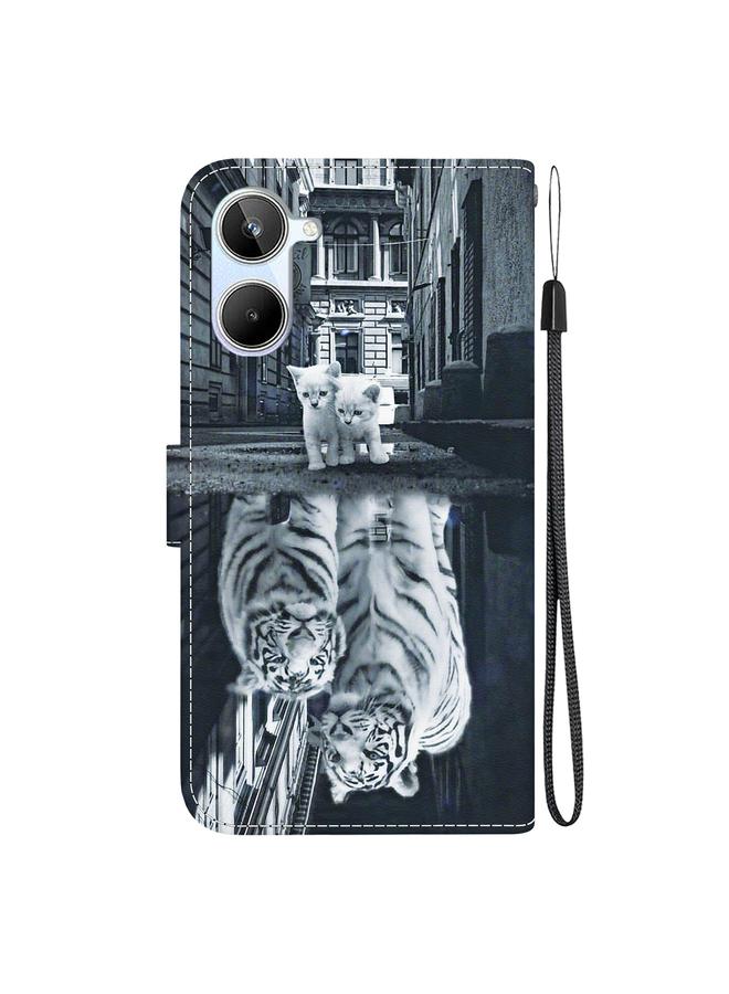 اس-توب جراب هاتف Realme 10 4G من الجلد برسومات ملونة وملمس كريستالي - Image 3