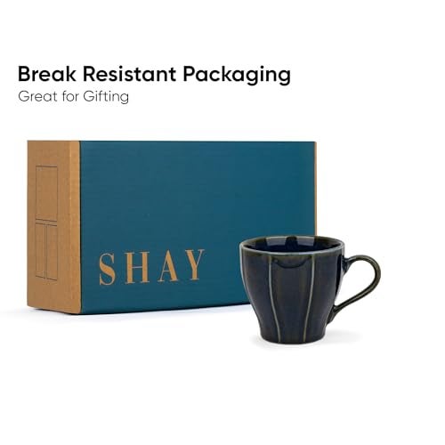 Shay Ceramic Tea Cups Set of 6, Blue,180ml | Tea Cup Set of 6 | Glossy Finish | Premium Porcelain | Tea Set | Ceramic Tea Cup | Small Cups for Tea (Line Tea Cup Only - Blue) - Image 5