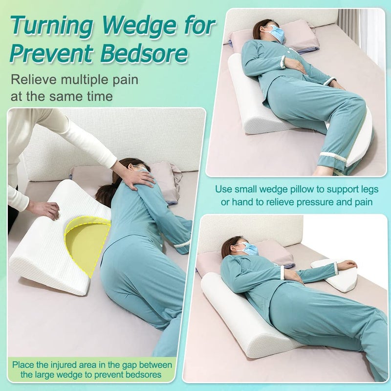 KAAMOS Bedsore Turning Wedge Pillow for Bed Sores Positioning Wedges Medical Pillows for Side Sleeping Pressure Ulcer Cushion Incline Foam Wedge for After Surgery Bedridden Elderly (23.6" Long) - Image 2