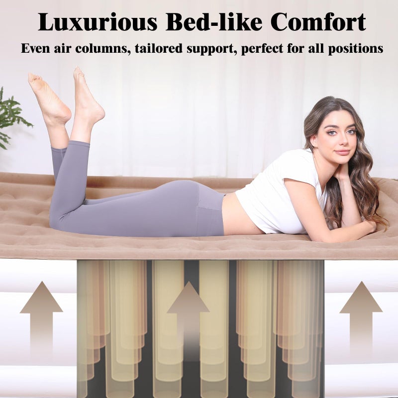 Etto Air Mattress Queen with Built in Pump, 18 inch Luxury Double High Air Bed Fast Inflation/Deflation, Portable Inflatable Blow up Mattress with Carry Bag for Camping, Home&Guests, 650lb MAX - Image 3