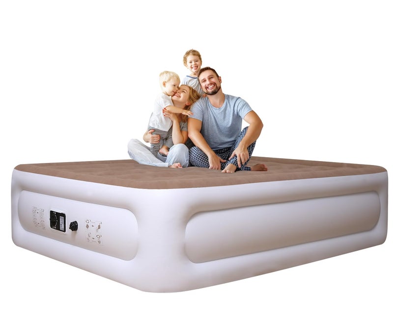 Etto Air Mattress Queen with Built in Pump, 18 inch Luxury Double High Air Bed Fast Inflation/Deflation, Portable Inflatable Blow up Mattress with Carry Bag for Camping, Home&Guests, 650lb MAX - Image 1