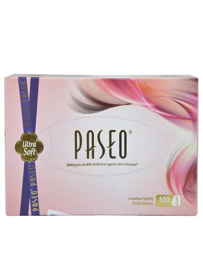 Paseo Ultra Soft Facial Tissues | 100 Pulls | 3 Ply | Premium Soft & Strong Tissue Box | Gentle on Skin, Ideal for Face, Home, Office & Car | Luxurious Quality Facial Softness | Pack of 24 | - Image 1