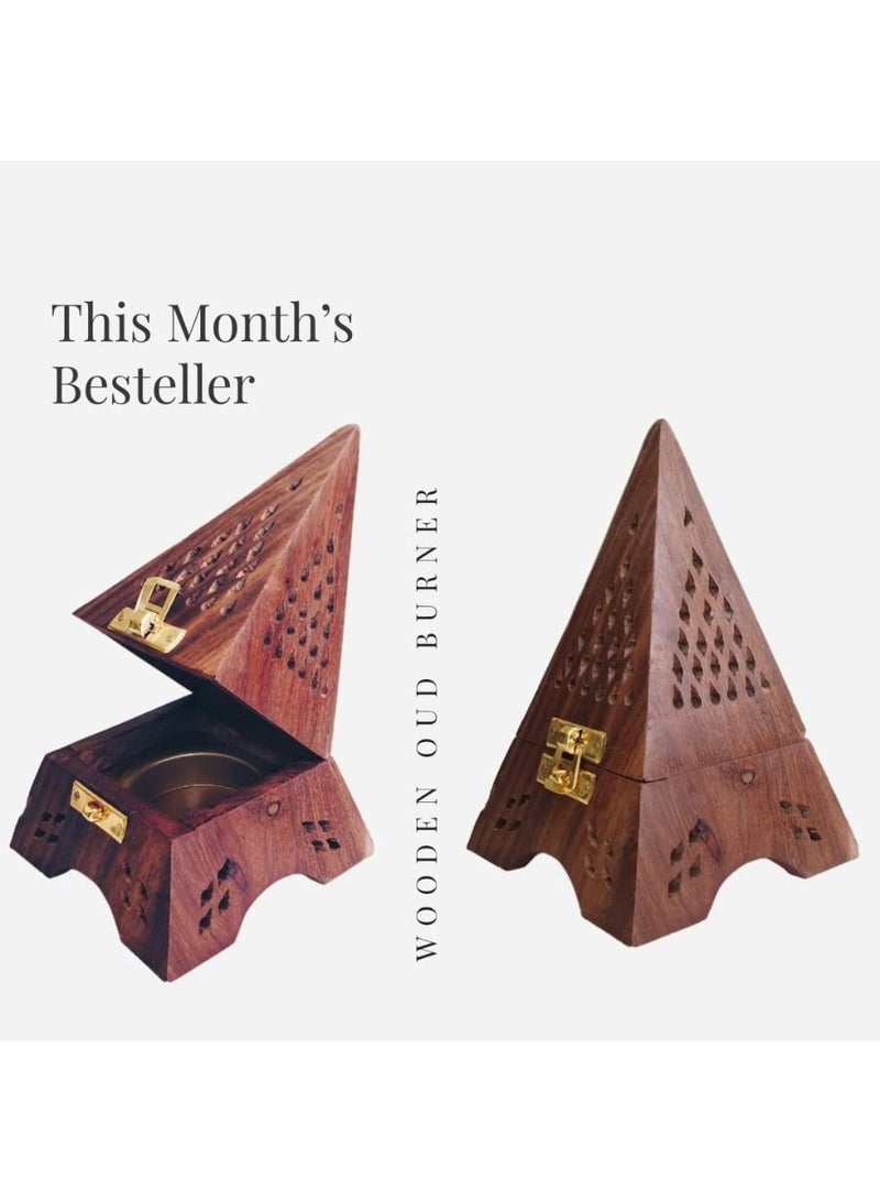 كويزيرا مبخرة خشبية / مبخرة / مبخرة على شكل هرم / معطر منزلي / ديكور منزلي / حامل بخور / مبخرة / مبخرة بخور - Image 4