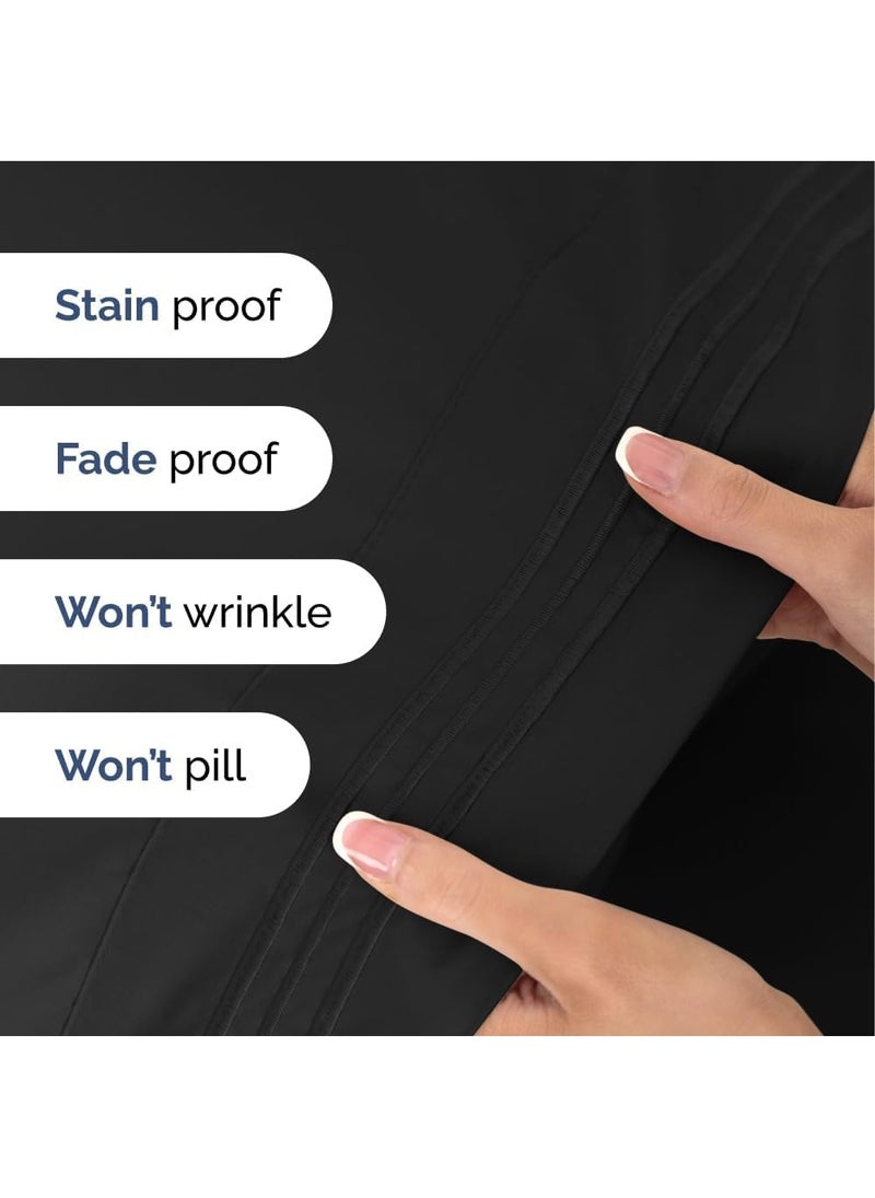 سيجنولا طقم ملاءات سيجنولا المسطحة من قطعة واحدة - ملاءات مريحة وجيدة التهوية ومبردة - ملاءات سرير فاخرة للفنادق (240 × 250 سم) - جيوب عميقة وسهلة التركيب وناعمة للغاية - أسود - Image 2