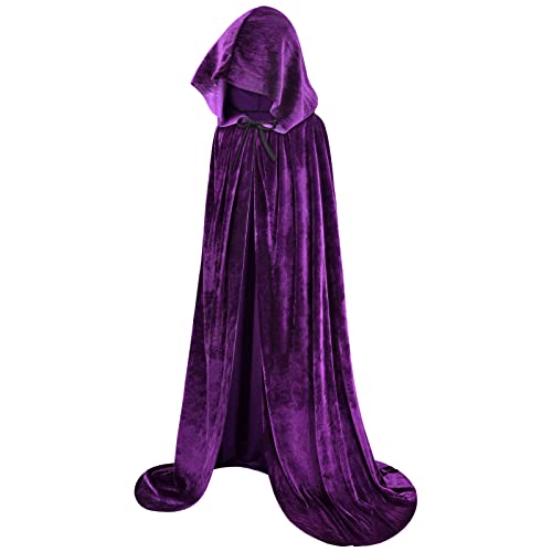 Sarfel Purple Cape with Hood Purple Cloak Raven Costume Women Sarah Sanderson Costume Velvet Cloak Halloween Capes for Women - Image 2