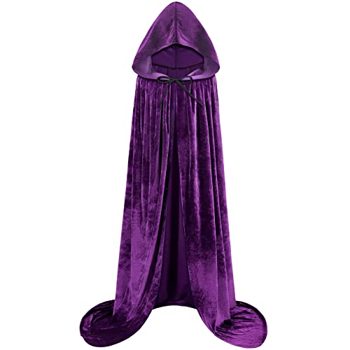 Sarfel Purple Cape with Hood Purple Cloak Raven Costume Women Sarah Sanderson Costume Velvet Cloak Halloween Capes for Women - Image 1
