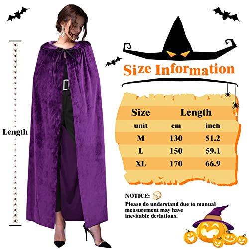 Sarfel Purple Cape with Hood Purple Cloak Raven Costume Women Sarah Sanderson Costume Velvet Cloak Halloween Capes for Women - Image 5
