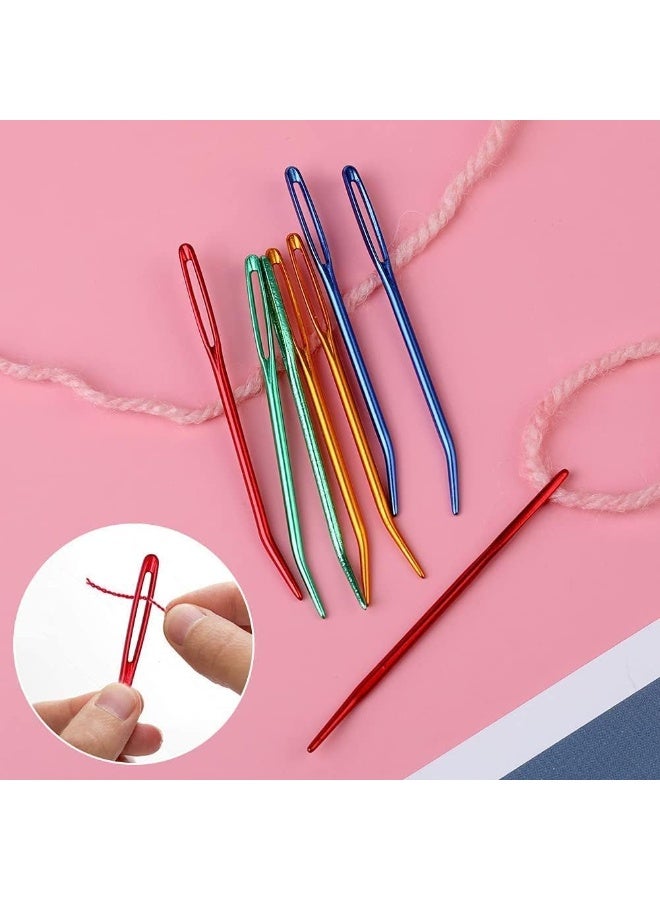 8 Pcs Aluminum Yarn Needle Set, Jumbo Blunt-Tip Tapestry Needles with Large Eyes, Bent Weaving Needles for Knitting, Crochet Quilting - Image 4