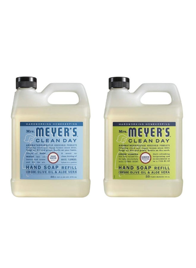 Mrs. Meyer's Mrs MEYERS CLEAN DAY Hand Soap Refill Scent Variety Pack 2 CT Lemon Verbena Rain Water - Image 3