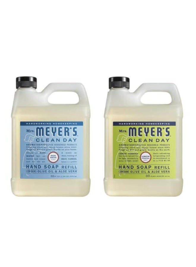Mrs. Meyer's Mrs MEYERS CLEAN DAY Hand Soap Refill Scent Variety Pack 2 CT Lemon Verbena Rain Water - Image 1