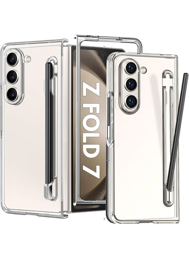 Crystal Clear Case for Samsung Galaxy Z Fold 7 Case, Slim Fit Transparent Hard PC Back Bumper Protective Shockproof Scratch Resistant Case with Pen for Samsung Galaxy Z Fold7 5G 2025 - Image 1