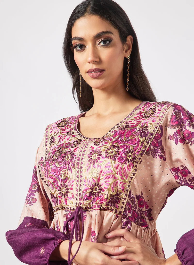 HANA & SARA 2-Piece Jalabiya And Pants Set With Matching Sheila