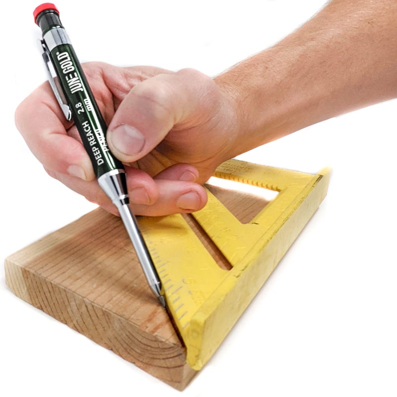 June Gold 2.8 mm Deep Reach Metal Carpenter Pencil, 36 Colored Refills, 6 Colors, 40 mm reach, 6 mm width, Built-in Sharpener, Construction, Shop, Glass, Machine, Indoor, and Outdoor - Image 5