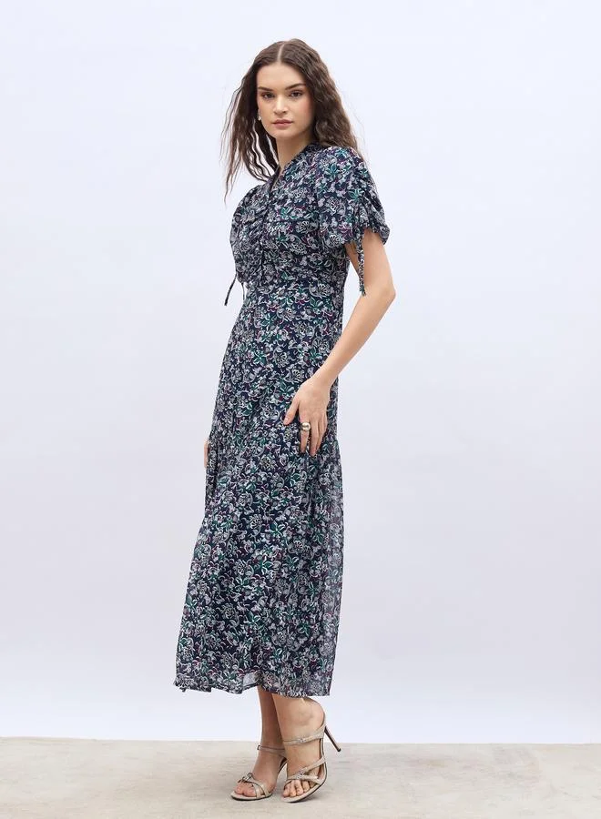 Styli Floral Print Midi Dress