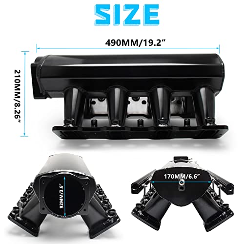 YESHMA For LS LS1 LS2 LS6 Intake Manifold Compatible with Chevy 4.8L 5.3L 5.7L 6.0L (92MM Black) - Image 3