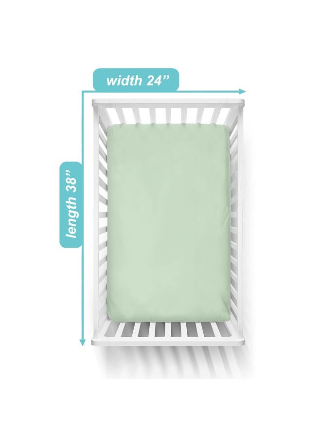 American Baby Company 2 Pack Fitted Mini Crib Sheet 24" x 38", Soft Breathable Neutral 100% Cotton Jersey Portable Sheet, Celery, for Boys and Girls, Fits Most Pack N Play Mattresses  - Image 3