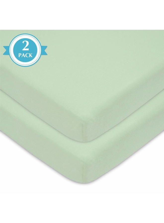 American Baby Company 2 Pack Fitted Mini Crib Sheet 24" x 38", Soft Breathable Neutral 100% Cotton Jersey Portable Sheet, Celery, for Boys and Girls, Fits Most Pack N Play Mattresses  - Image 5