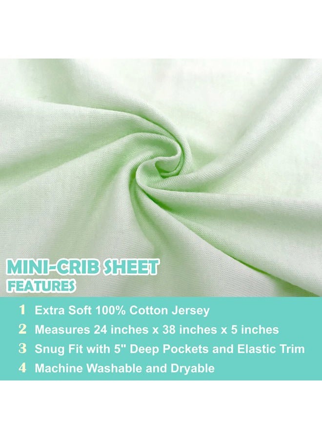 American Baby Company 2 Pack Fitted Mini Crib Sheet 24" x 38", Soft Breathable Neutral 100% Cotton Jersey Portable Sheet, Celery, for Boys and Girls, Fits Most Pack N Play Mattresses  - Image 4