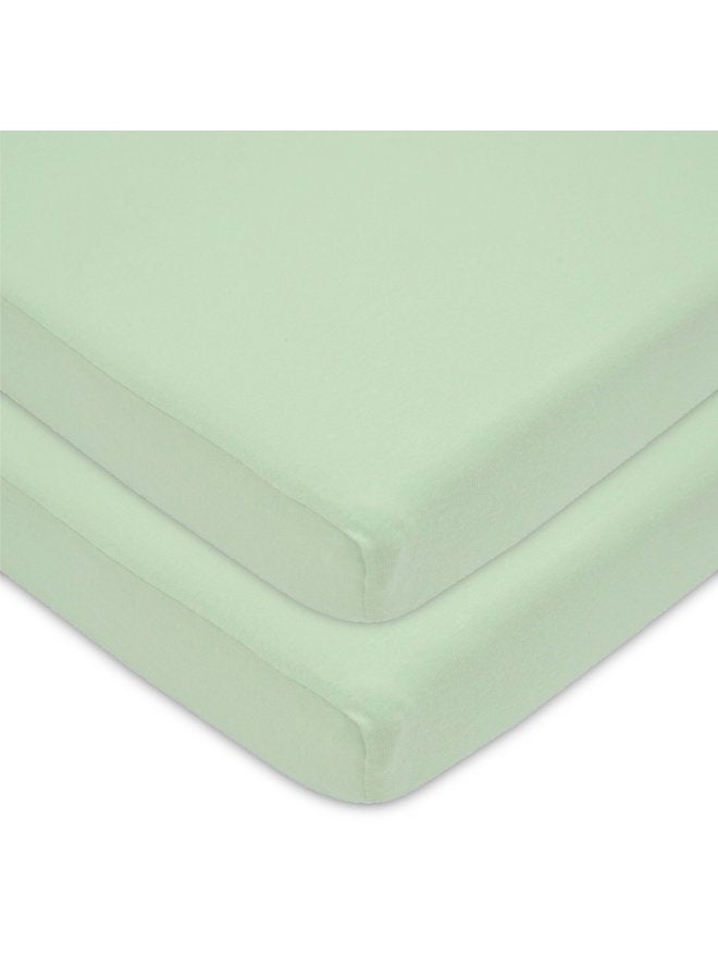 American Baby Company 2 Pack Fitted Mini Crib Sheet 24" x 38", Soft Breathable Neutral 100% Cotton Jersey Portable Sheet, Celery, for Boys and Girls, Fits Most Pack N Play Mattresses  - Image 1