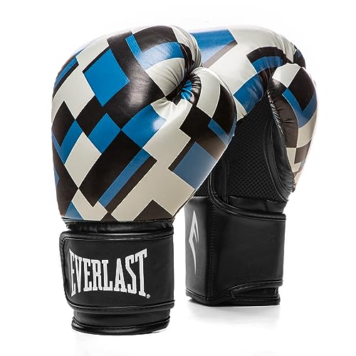 Everlast Spark Boxing Gloves Training Gloves for Men and Women Secure Fit Hook and Loop with Wrist Support Heavy Bag Fitness Training 14 oz WHT Geo - Image 1