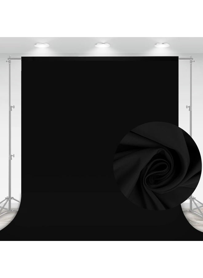 Aimosen 10 x 7 FT Black Backdrop Background for Photography, High Density Polyester Fabric Pure Black Photo Backdrop Curtain Screen Collapsible Seamless for Photoshoot Portraits Party Video Studio - Image 1